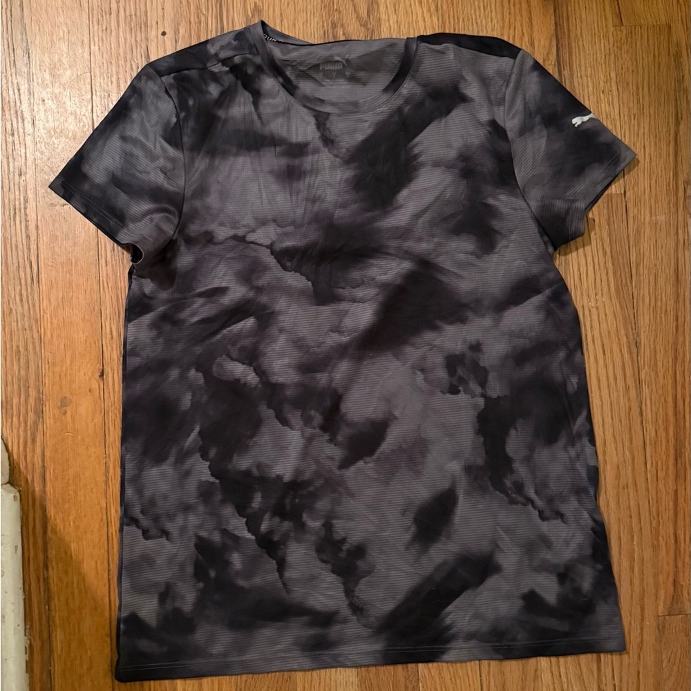 Puma Black and Gray Tie-Dye Short Sleeve Tee